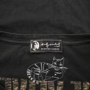 ANDY WARHOL by HYSTERIC GLAMOUR カットソー 半袖 Uネック ストレッチ ロゴ プリント 薄手 F 黒 ブラック /BB