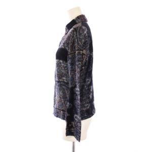 45rpm シャツ ブラウス 長袖 レギュラーカラー ウール 総柄 F 紺 ネイビー /BB