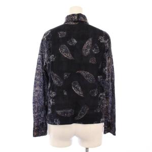 45rpm シャツ ブラウス 長袖 レギュラーカラー ウール 総柄 F 紺 ネイビー /BB