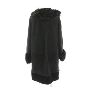 NINA RICCI ムートンコート ファー 毛皮 ロング ジップアップ 黒 ブラック /HN