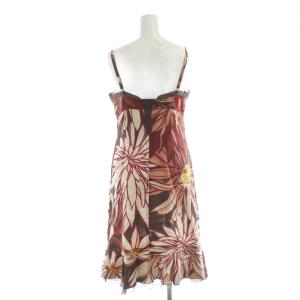 Max Mara ワンピース 赤 レッド 茶 ブラウン 花柄 キャミソールデザイン /AP