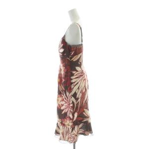 Max Mara ワンピース 赤 レッド 茶 ブラウン 花柄 キャミソールデザイン /AP