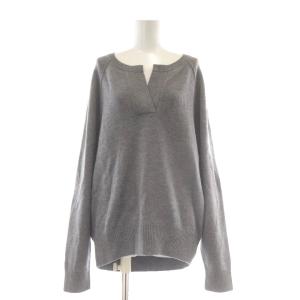 ミドルゲージ天竺ヘンリープルオーバー ニット セーター ウール100％ 長袖 タグ付き F グレー 23-080-220-6200-4-0