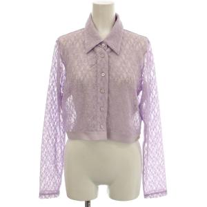 25AW ウエストロゴレースシャツ シースルー シャツ ブラウス 長袖 F 紫 パープル RWCT254014