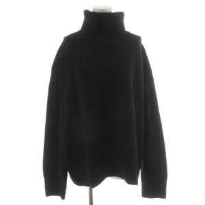 23AW AQUAタートルプルオーバー ニット セーター 長袖 ウール カシミヤ混 黒 ブラック 23080220312140