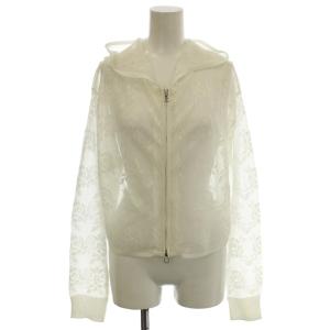 25SS ローズメッシュフーディ レース パーカー 薔薇 シースルー ジップアップ F 白 ホワイト RWNT252089