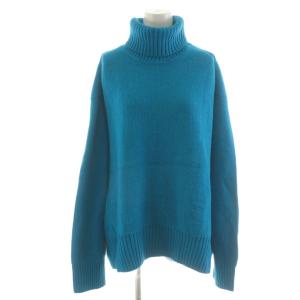 23AW AQUAタートルプルオーバー ニット セーター 長袖 ウール カシミヤ混 青 ブルー 23080220312140