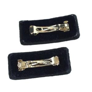furfur バレッタ ヘアクリップ 2個セット ラインストーン ビジュー 黒 ブラック RWGA244525-Lb-3U