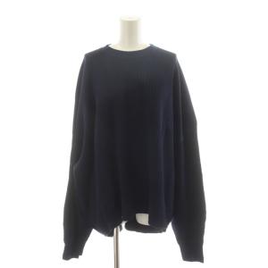 ワッフルニット セーター 長袖 紺 ネイビー /RR