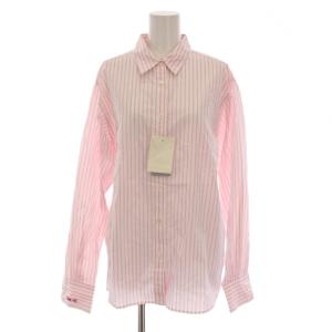 HAPPYCOLOR SHIRT シャツ ブラウス 長袖 ストライプ F ピンク 白 /YM