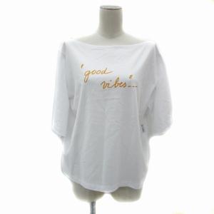 Tシャツ カットソー 五分袖 ボートネック プリント 2way オーバーサイズ 2 マルチカラー 白 ホワイト