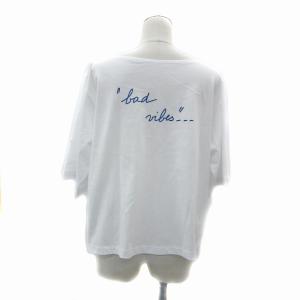 agnes b. Tシャツ カットソー 五分袖 ボートネック プリント 2way オーバーサイズ 2 マルチカラー 白 ホワイト