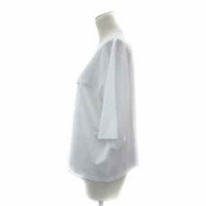 agnes b. Tシャツ カットソー 五分袖 ボートネック プリント 2way オーバーサイズ 2 マルチカラー 白 ホワイト