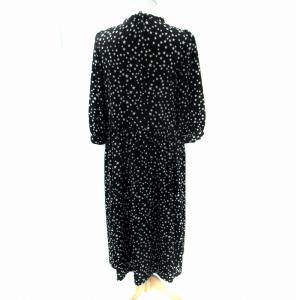 To b. by agnes b. ワンピース マキシ丈 ロング丈 長袖 星柄 総柄 リボン 38 M 黒 ブラック /SM28