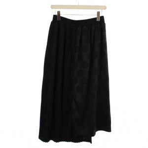 プリーツスカート ロング ドット柄 切替 M ブラック ZU31JG010 /BM