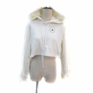 パーカー スウェット プルオーバー ショート丈 ロゴプリント S 白 ホワイト /SY22