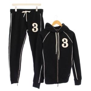 ラインストーンジップスウェットパーカー ロングパンツ セットアップ