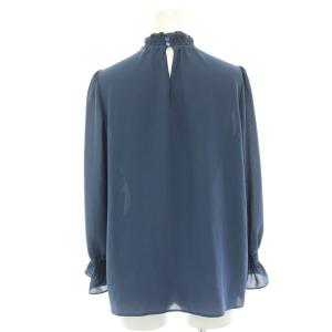 ANAYI シャツ ブラウス 長袖 シフォン フリルネック プルオーバー シアー 38 青 ブルー 101827-13-600-61-380