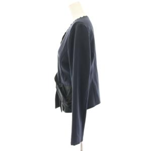 LANVIN en Bleu ツイストリボンジャケット ノーカラージャケット 38 紺 ネイビー 3926206 /HN