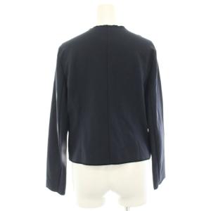 LANVIN en Bleu ツイストリボンジャケット ノーカラージャケット 38 紺 ネイビー 3926206 /HN