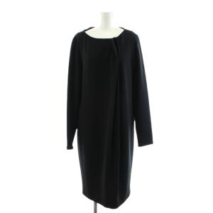 ワンピース ミモレ ロング 長袖 ノーカラー 42 黒 ブラック 12260323070 /AN33