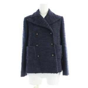 ツイードジャケット ダブル ウール混 1 紺 ネイビー BJ006E2 /AP