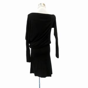 Adonisis ワンピース 長袖 ひざ丈 アシンメトリー F 黒 ブラック /HO21