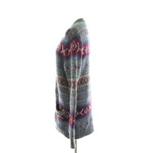 POLO RALPH LAUREN ニットカーディガン 総柄 アルパカ混 モヘヤ混 XS グレー 赤 レッド 211717817001 /AN52