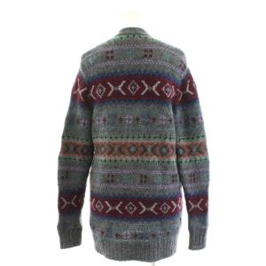 POLO RALPH LAUREN ニットカーディガン 総柄 アルパカ混 モヘヤ混 XS グレー 赤 レッド 211717817001 /AN52