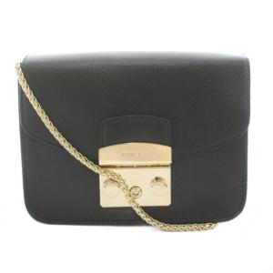 メトロポリス ミニ クロスボディバッグ ショルダーバッグ ポシェット フラップ レザー チェーン 黒 ブラック