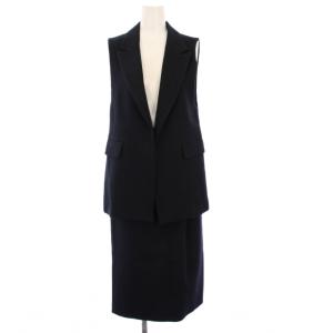 24SS セットアップ ベスト タイトスカート ひざ丈 34 紺 /KH