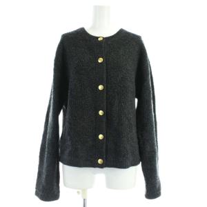 24AW エクストラファインメリノウールミドルゲージパイルカーディガン ニット 長袖 L 黒 ブラック