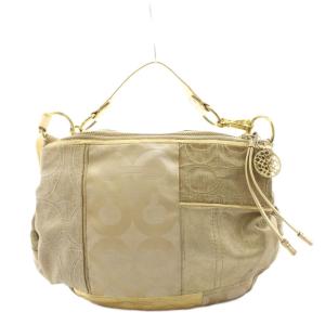 COACH シグネチャー ショルダーバッグ ハンドバッグ キャンパス レザー ゴールド色 13709 /AN14