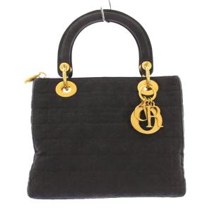 Lady Dior カナージュ ハンドバッグ ブラック ゴールドカラー