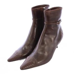 CHANEL ショートブーツ ココマーク 37.5 ブラウン