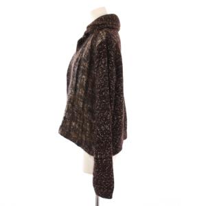 PRADA ニットカーディガン 長袖 ショート丈 モヘヤ ウール 切替 38 茶 ブラウン /BB