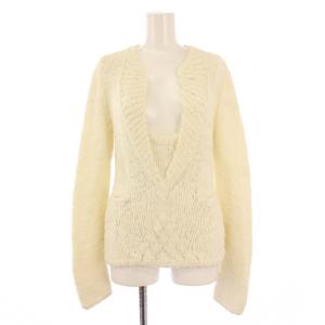 ニット プルオーバー Vネック シルク 38 ホワイト