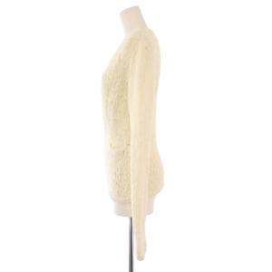 CHANEL ニット プルオーバー Vネック シルク 38 ホワイト