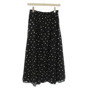 フレアスカート ロング 38 黒 ブラック ドット柄 21060900406030 /AP