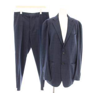 シングルスーツ ジャケット パンツ LL 紺 ネイビー チェック柄 5HNB22S7、4HST22S7