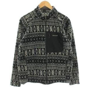 クリマプラス100 プリントジャケット フリースジャケット ブルゾン ジップアップ L 紺 ネイビー 1106471