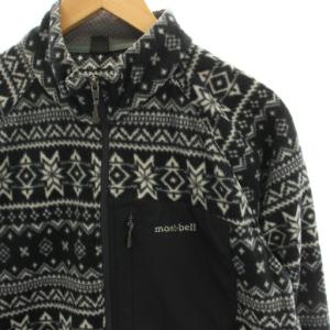 mont-bell クリマプラス100 プリントジャケット フリースジャケット ブルゾン ジップアップ L 紺 ネイビー 1106471