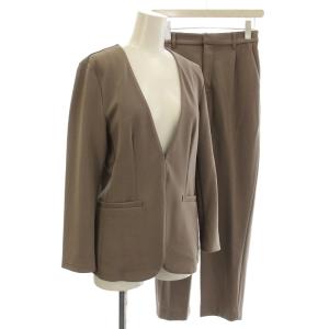 スーツ セットアップ ノーカラージャケット パンツ F グレージュ /G