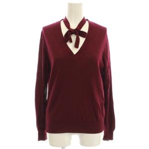カシミヤ シルク混 ニット Vネック ボウタイ セーター 1 ボルドー 6513-106-0927 /G