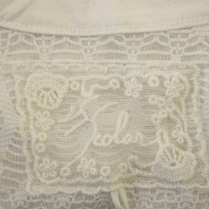 ScoLar シースルー ガウンカーディガン レース 半袖 ロング 花柄 蝶 M 白 ホワイト /G