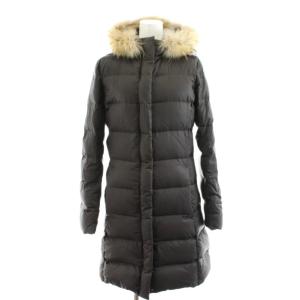 ダウンコート ロング丈 ファー フード ナイロン アウター 36 茶 ブラウン CMJYNW0401 /AN13