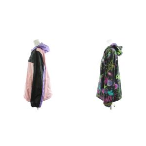 ScoLar パーカー ジップアップ リバーシブル 総柄 宇宙 ラメ 2 ピンク 紫 パープル 黒 ブラック /AN20