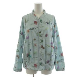 ブルゾン ジャケット ジップアップ 花柄 M 水色 ライトブルー /AN11