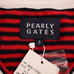 PEARLY GATES ニット セーター 長袖 Vネック ロゴ ワッペン 5 赤 053-170319 /BM