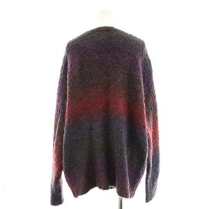 ScoLar ニットカーディガン 蝶ボタン グラデーション M 赤 レッド 紫 パープル 133706 /AN41